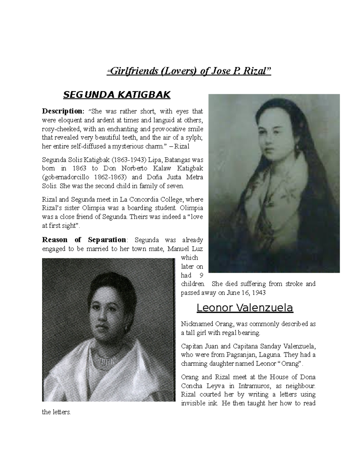  Foto zu Girlfriends of Rizal - “Girlfriends (Lovers) of Jose P. Rizal” SEGUNDA 