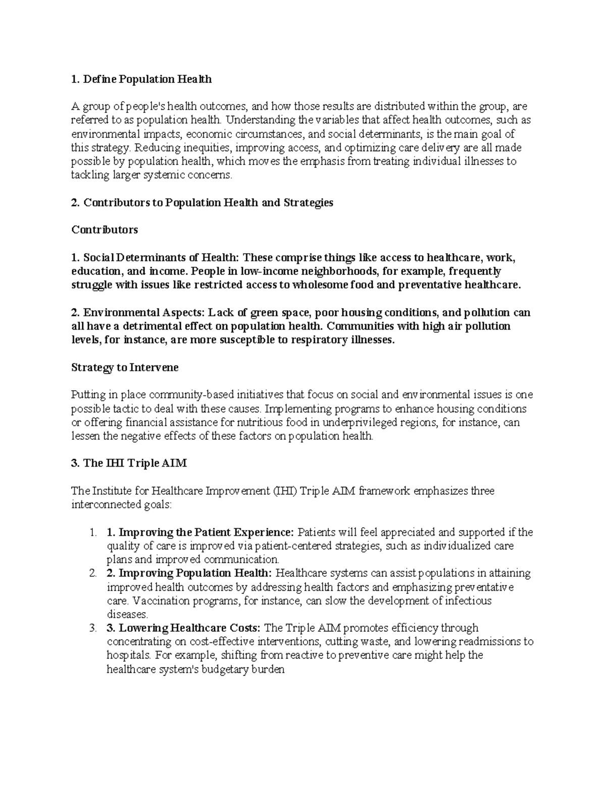 IHI TA 101 Module - Understanding Population Health Concepts - Studocu