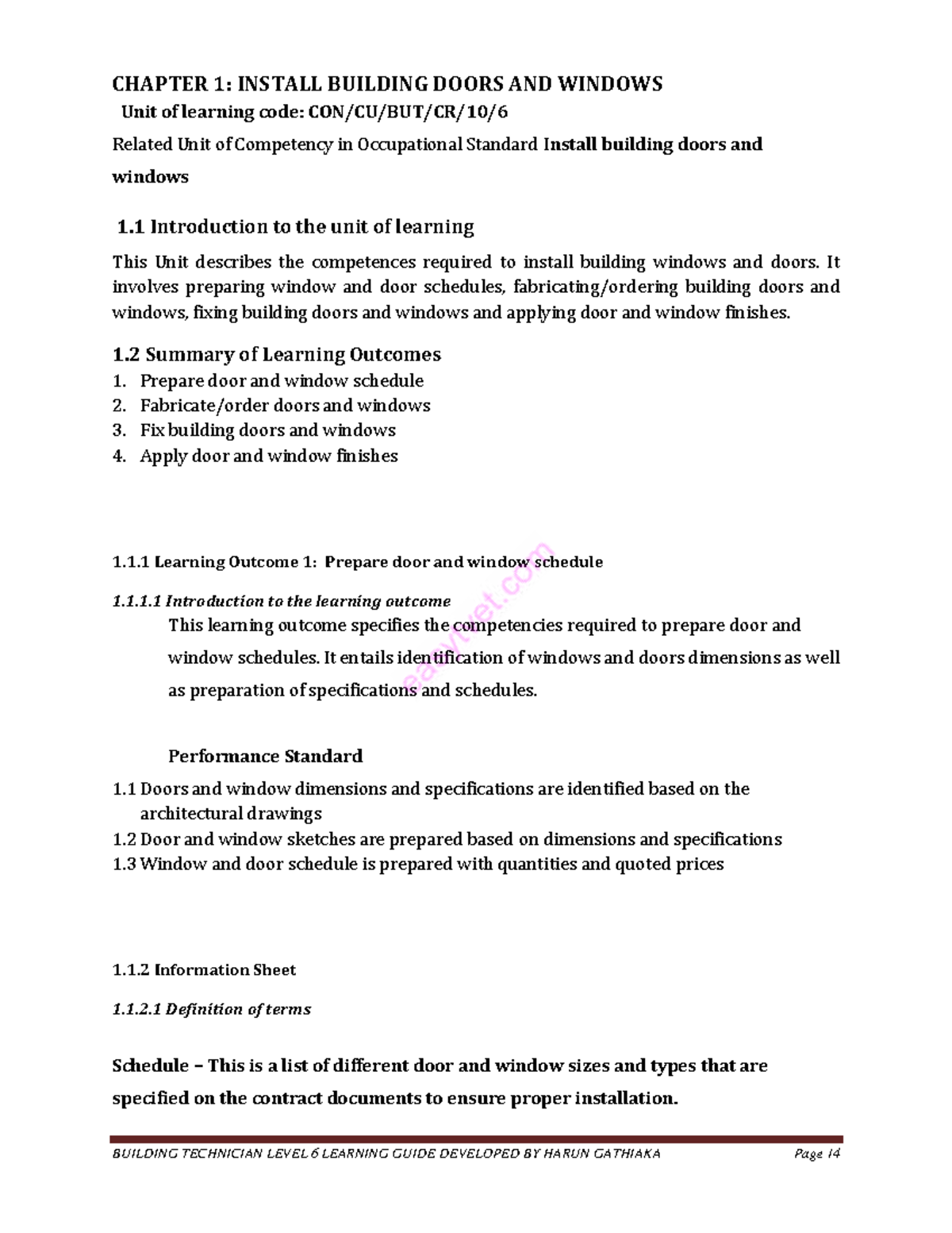 CHAPTER 1: INSTALLING BUILDING DOORS AND WINDOWS - CDACC Exam Notes ...