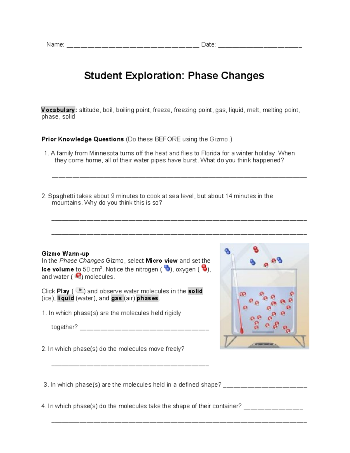 Phase Changes SE Exploration - No B - Studocu
