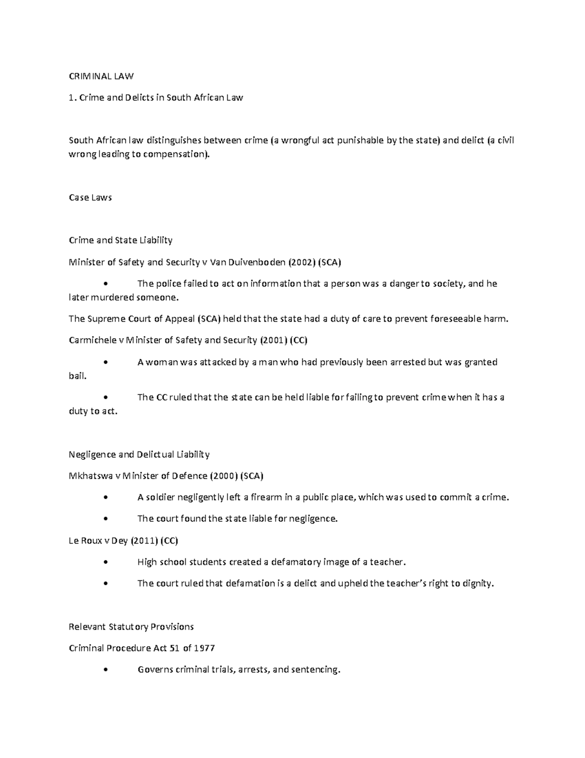 Criminal Law Practice: Key Cases & Principles Overview (LAW 101) - Studocu