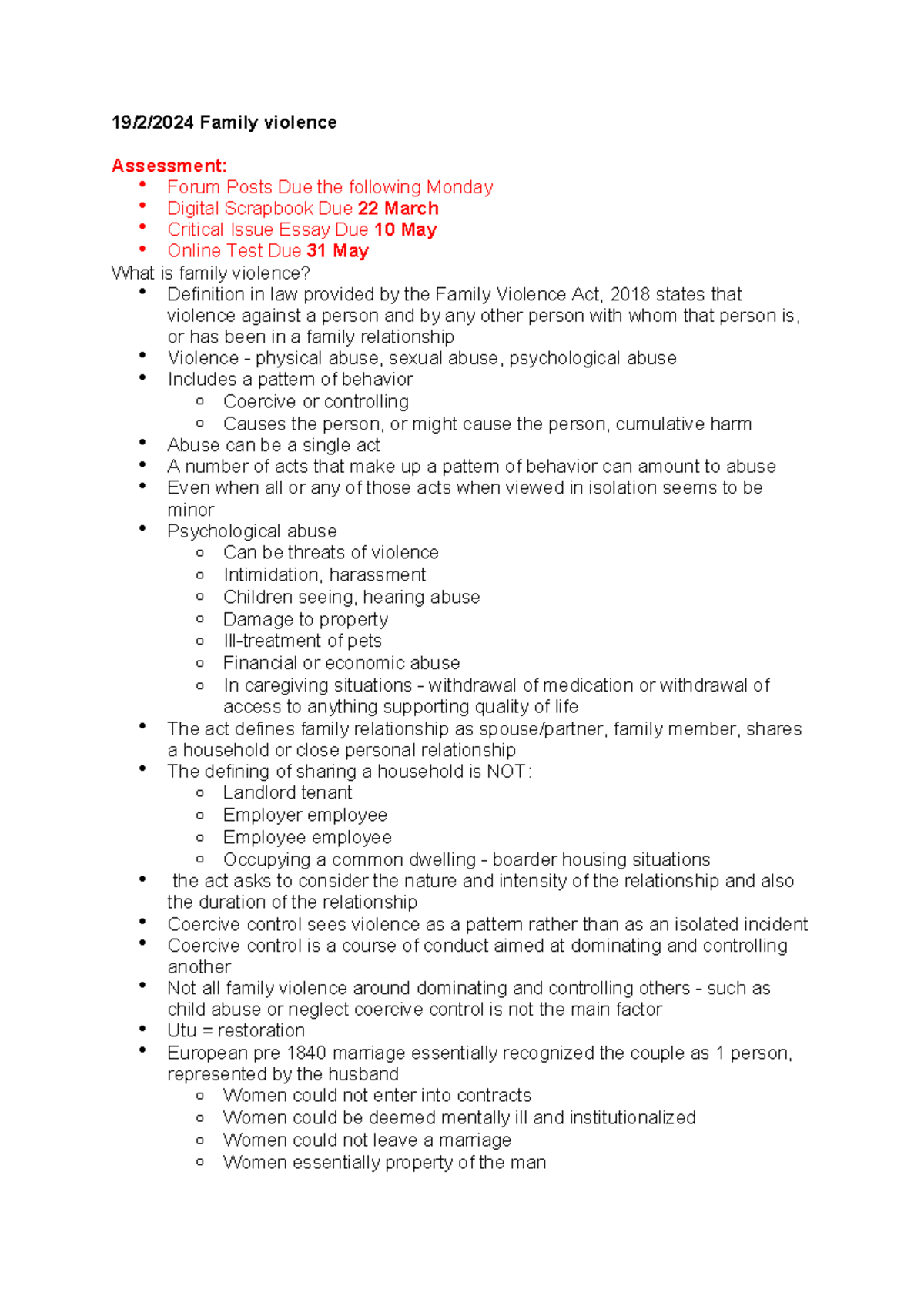 HSRV212 2024 Family Violence Study Notes and Key Issues - Studocu