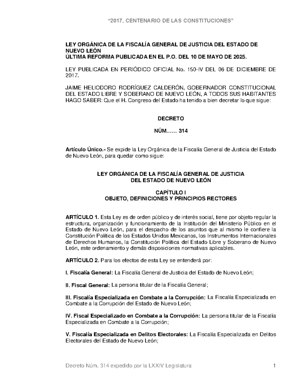 Ley Orgánica de la Fiscalía General de Justicia del Estado de Nuevo ...