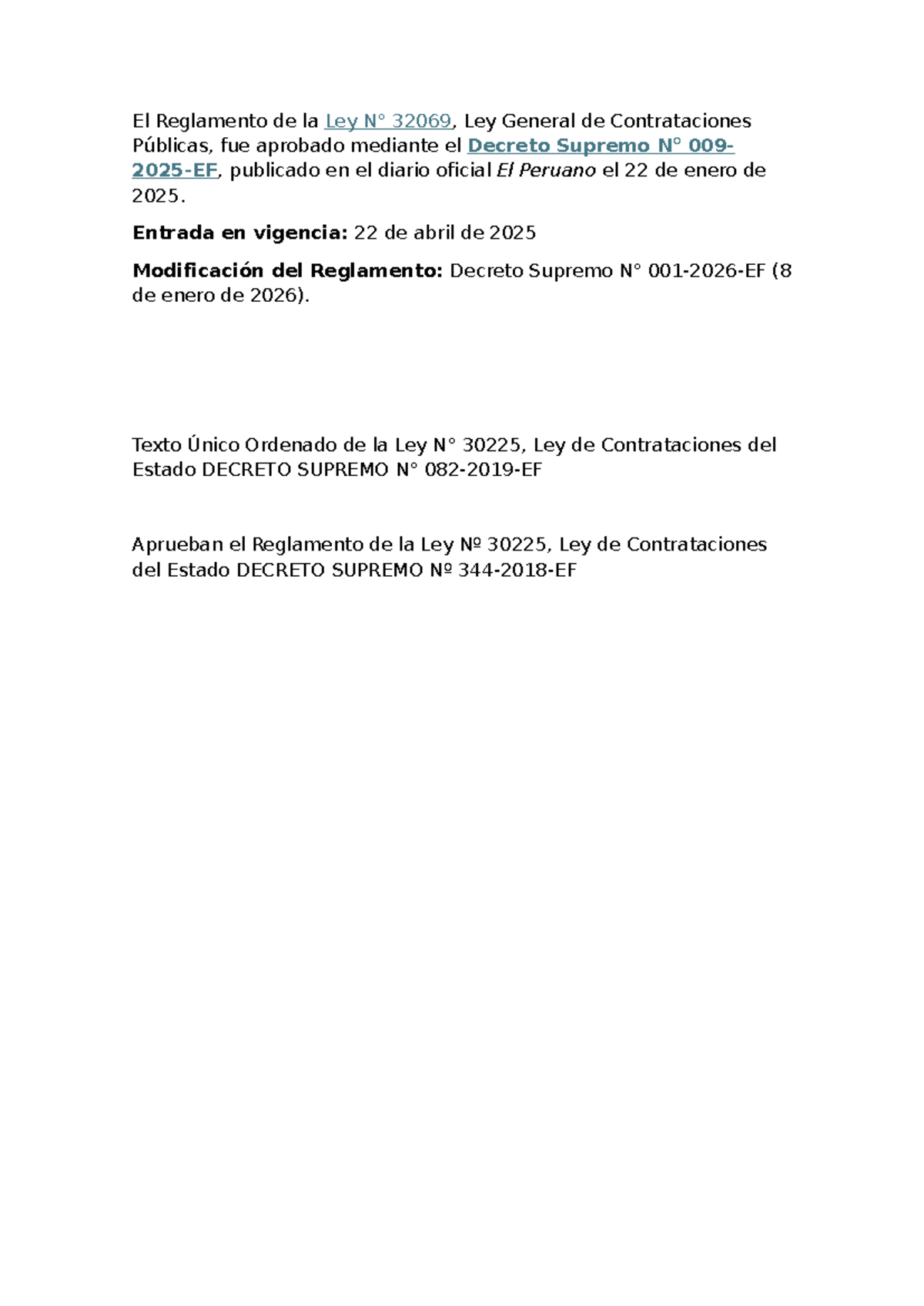 32069 - Desarrollo de ejercicios - El Reglamento de la Ley N° 32069 ...
