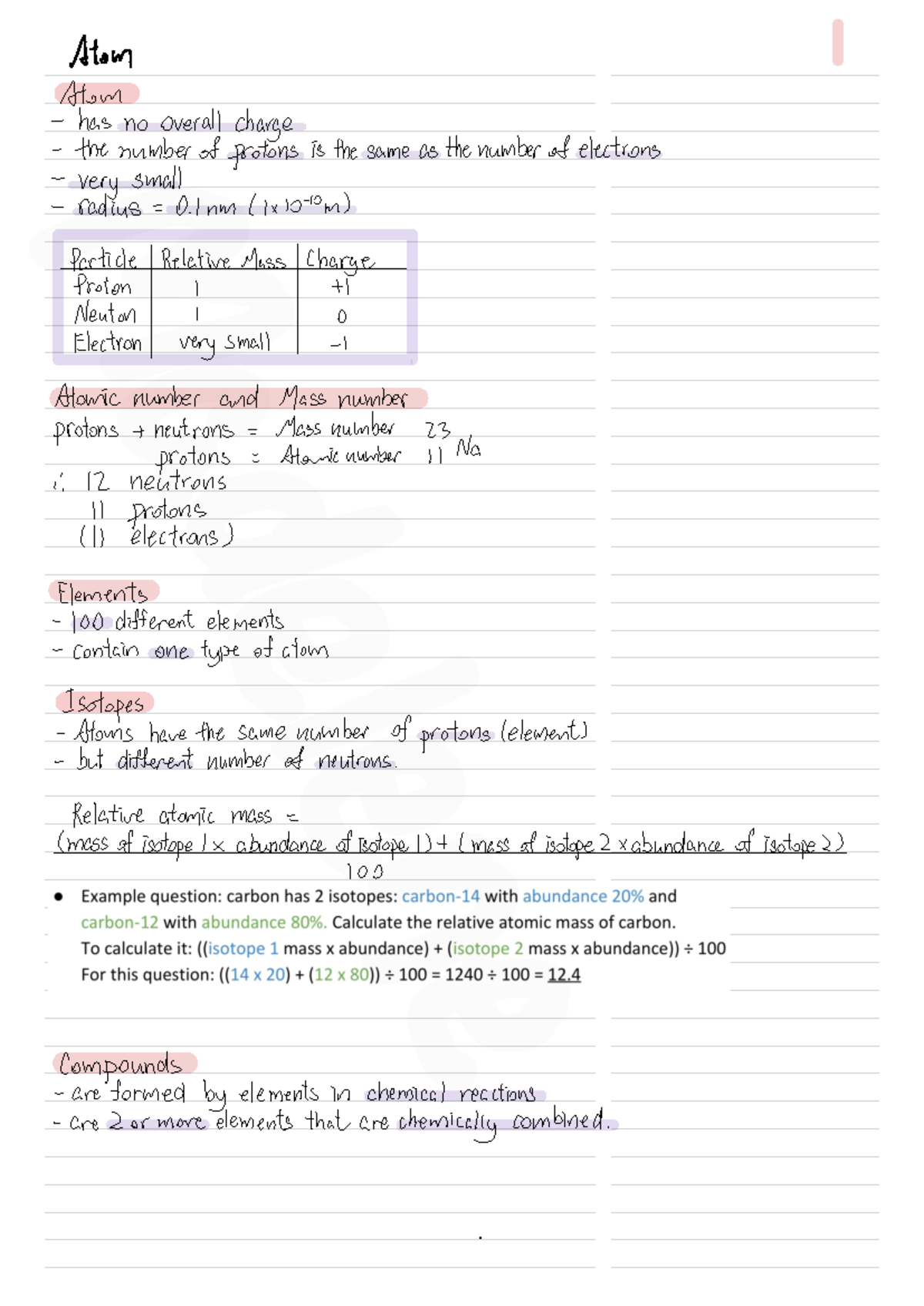 AQA GCSE Chemistry Chapter 1 - Atom Atom - has no overall charge -the ...