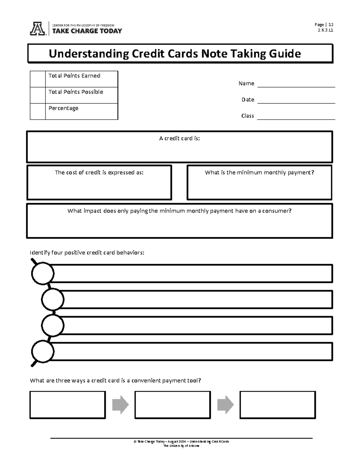 Understanding Credit Cards Note Taking Guide 2.6 - Class A Insights ...