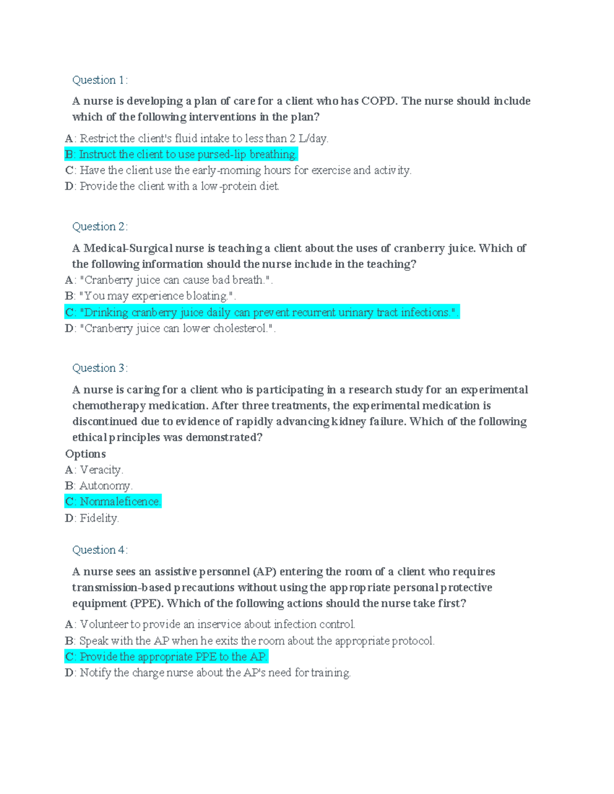 Fundamental MDT - Nursing Care Questions and Answers for Exam Prep ...