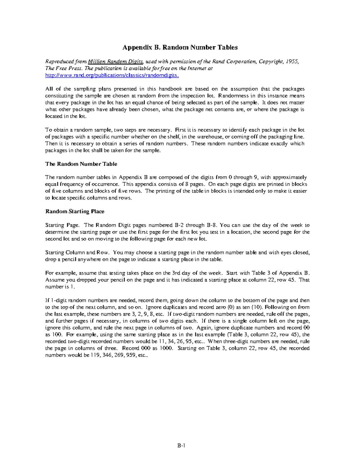 Random Number Tables and Sampling Methods: Appendix B Insights - Studocu