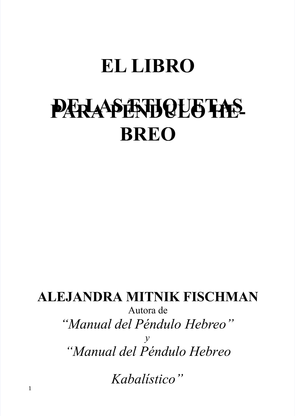 Guía Completa de Etiquetas para Péndulo Hebreo - ALEJANDRA MITNIK - Document Preview