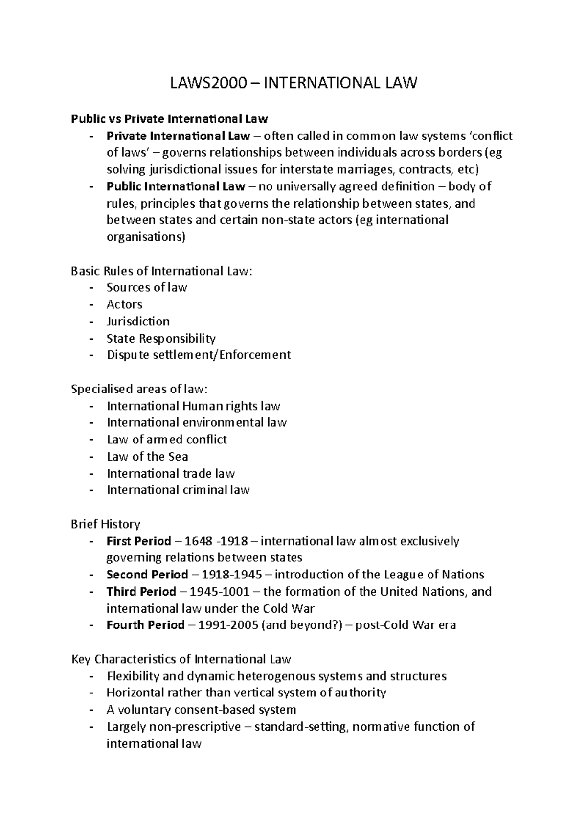 LAWS2000 – International LAW Comprehensive lecture notes - LAWS2000 ...