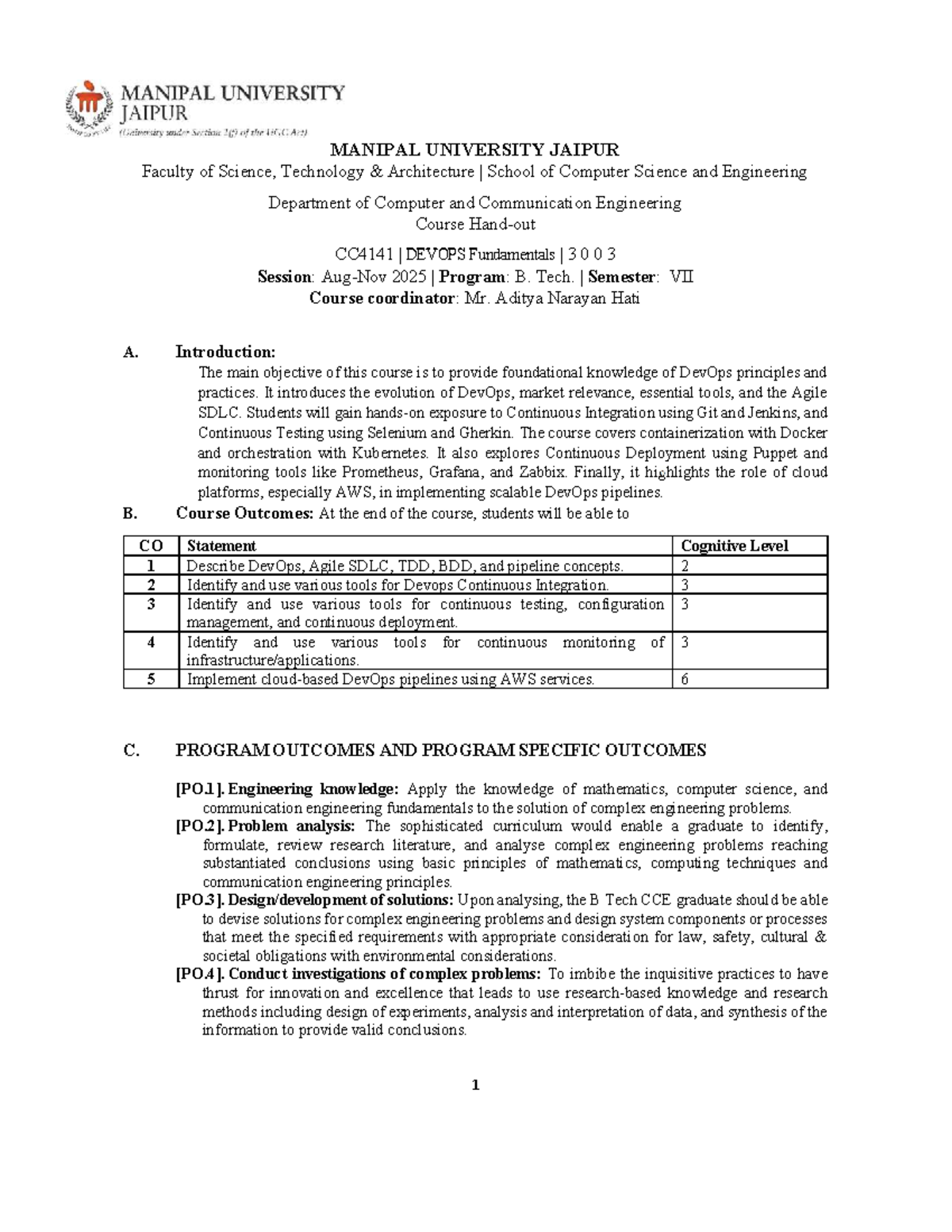 CC4141 DevOps Fundamentals Course Handout (Aug-Nov 2025) - Studocu