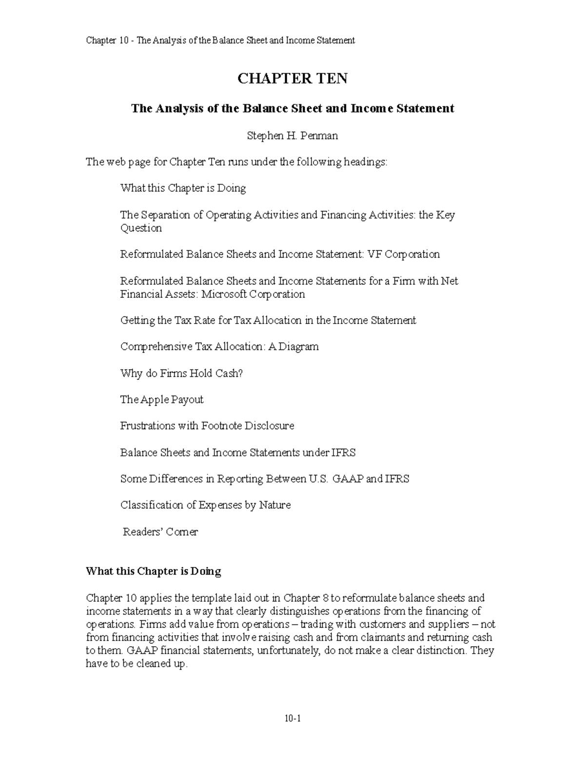 Financial Statement Analysis (FIN 301) Chapter 10: Balance Sheet ...