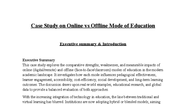 Case Study: Online vs Offline Education Modes (EDU 101) - Studocu