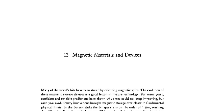 Magnetic Materials and Devices (Course Code: 13) - Chapter Overview ...