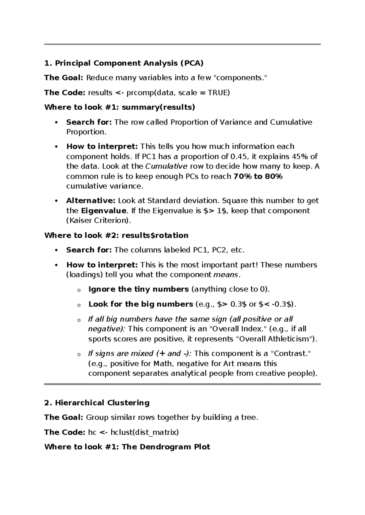 Stat3102 Practical Notes: PCA, Clustering, and LDA Techniques - Studocu