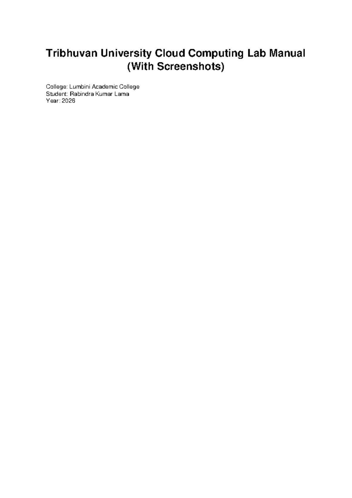 Tribhuvan University Cloud Computing Lab Report (2026) - Studocu