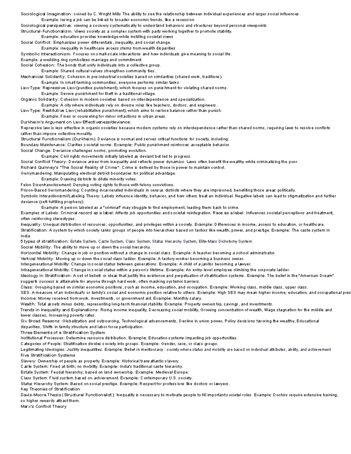 Sociology Final Exam Cheat Sheet: Key Theories & Concepts Overview ...