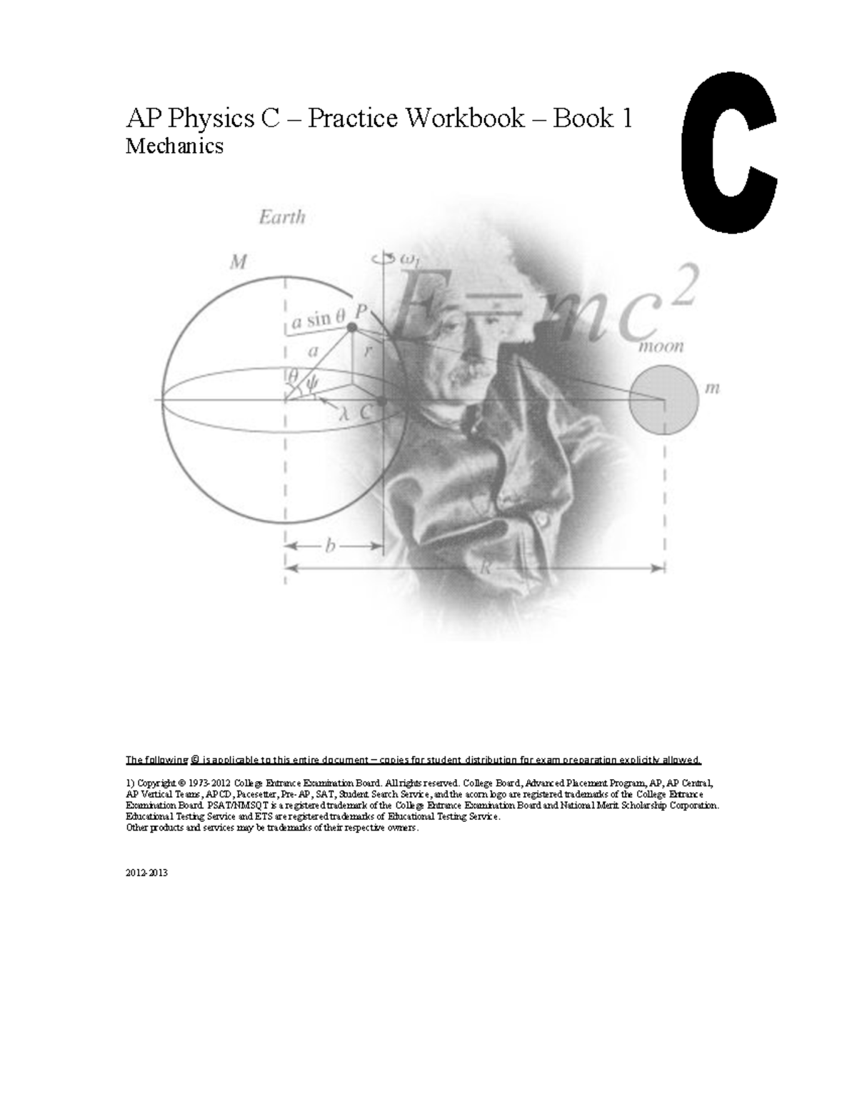 AP Physics C Mechanics Practice Workbook - Multiple Choice Exam Prep ...