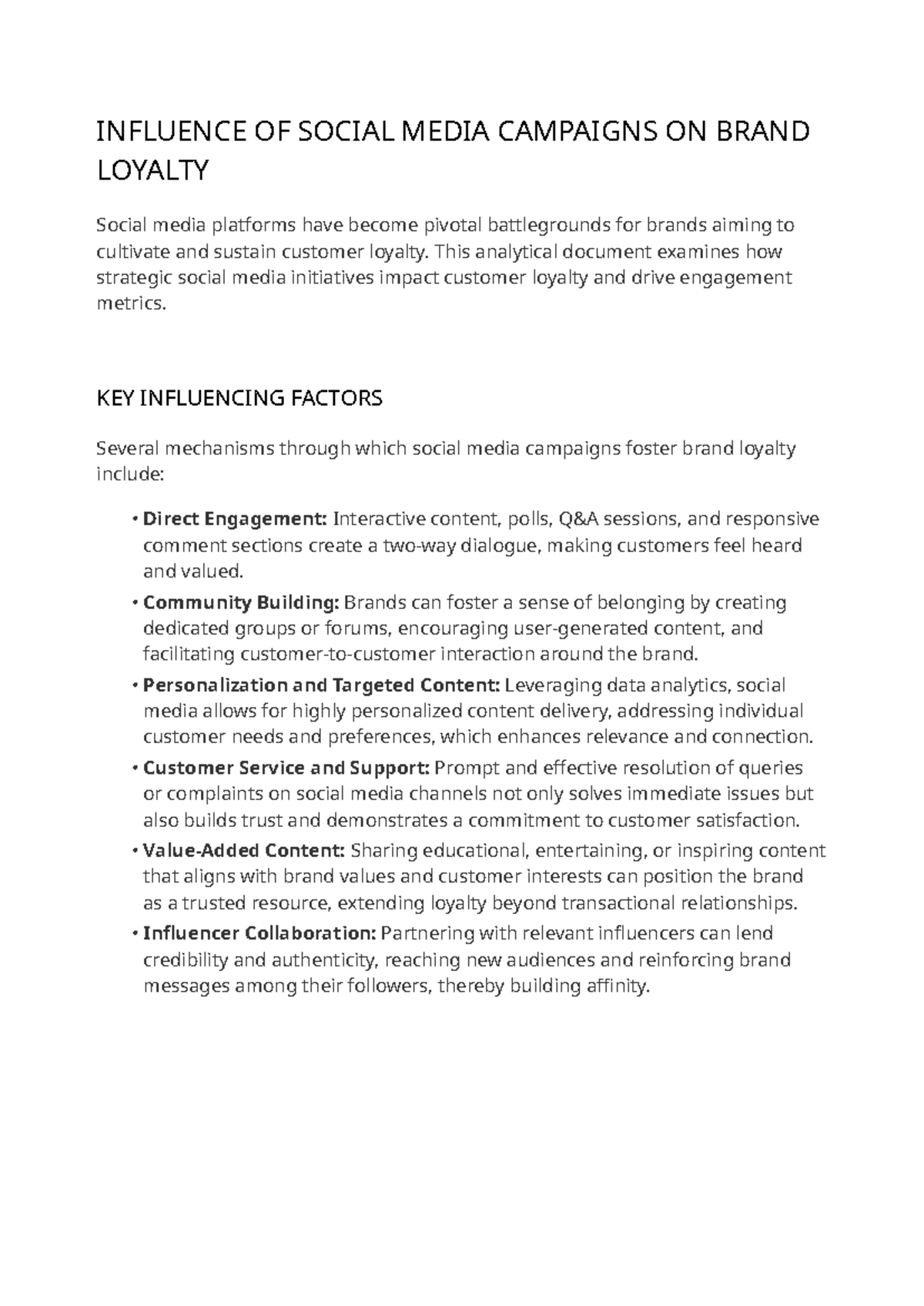 Social Media Impact on Brand Loyalty: An Analytical Study - Studocu