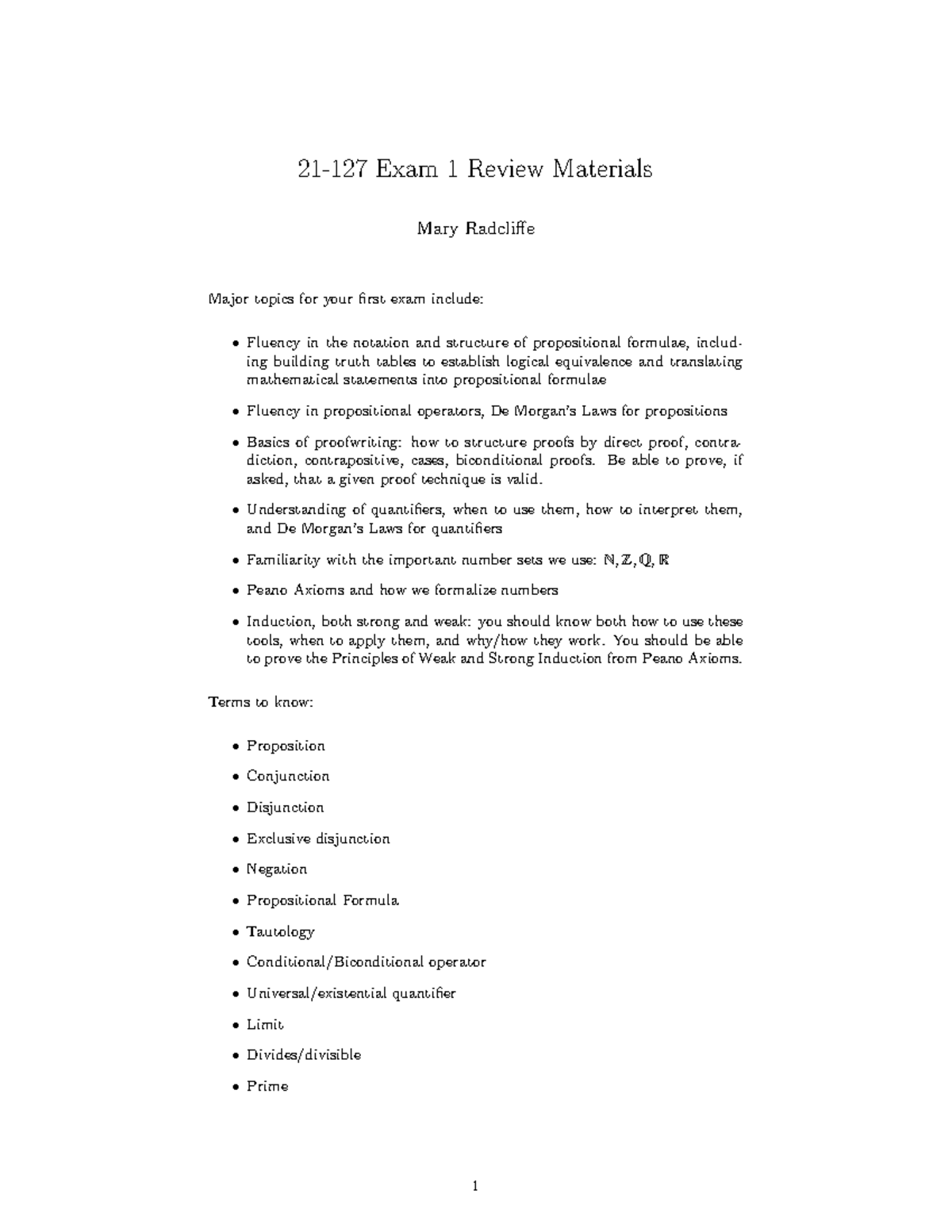 21-127 Exam 1 Review: Key Topics and Practice Problems - Studocu