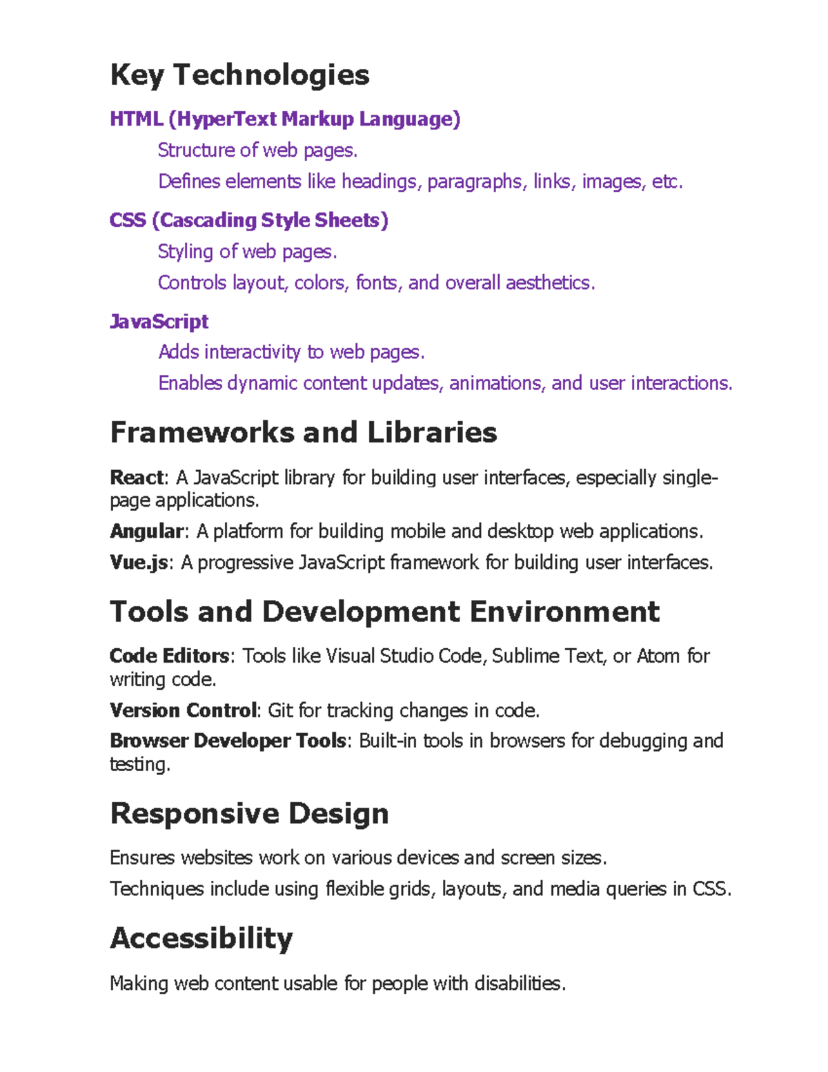 DWS - HTML and CSS Notes: Key Technologies and Best Practices - Studocu