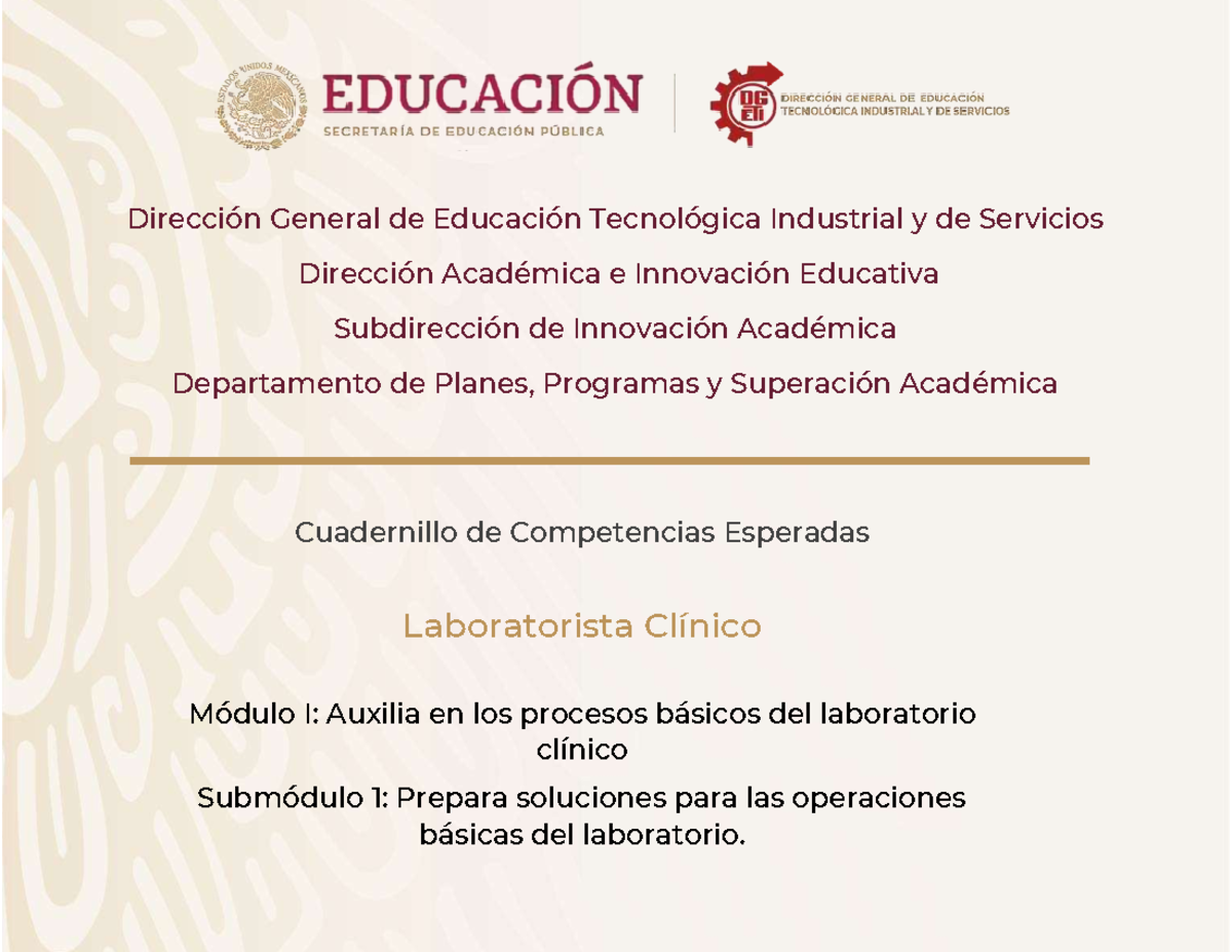 Cuadernillo de Competencias: Laboratorista Clínico-5 (Módulo I) - Document Preview