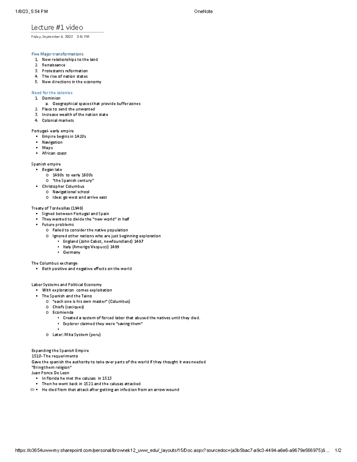 lecture day two notes - 1/8/23, 5:54 PM OneNote - Studocu