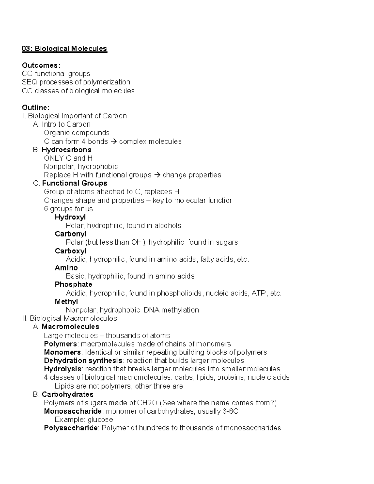 03: Biological Molecules Overview: Key Concepts & Functional Groups ...
