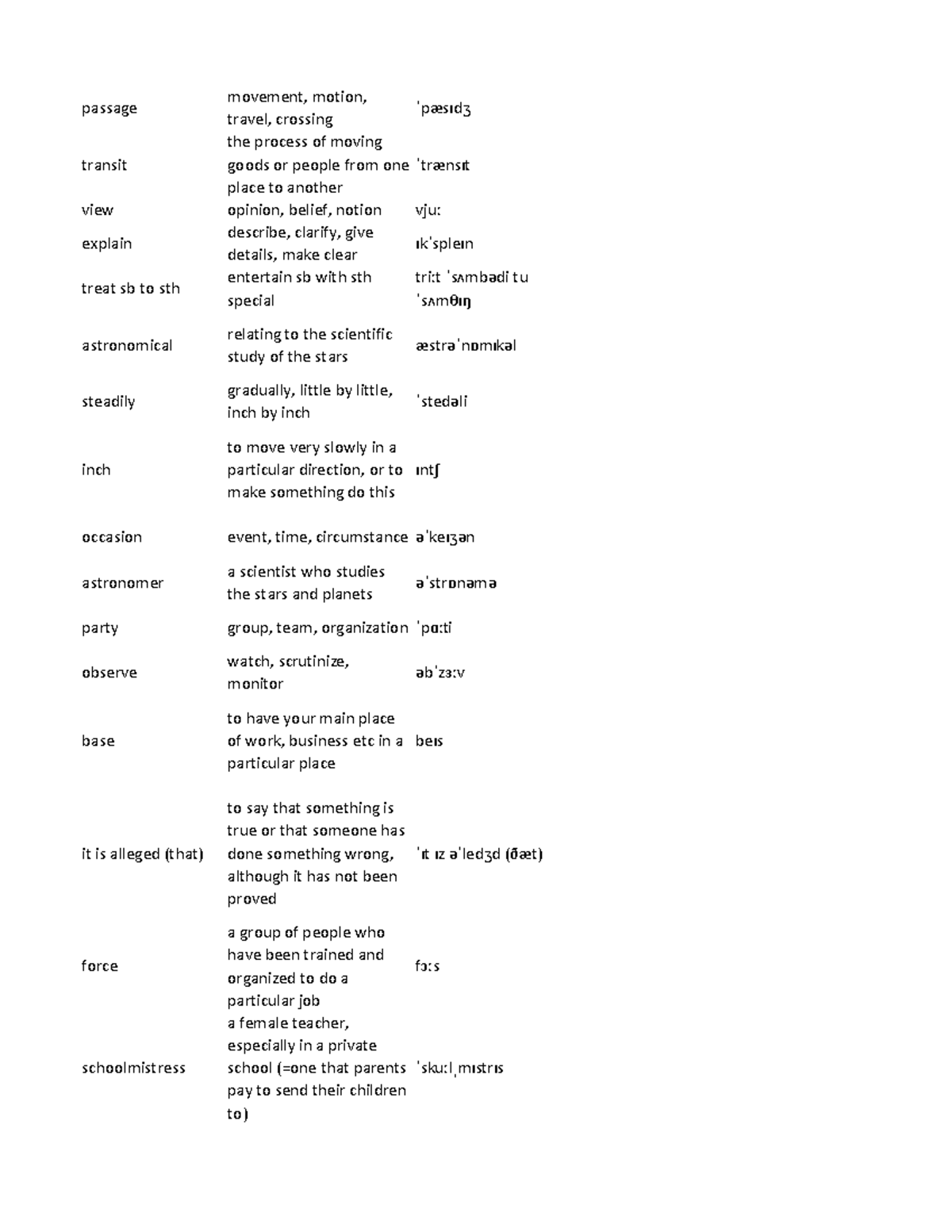 Cam9 - Vocabulary Notes for Test 4: Passage and Definitions - Studocu