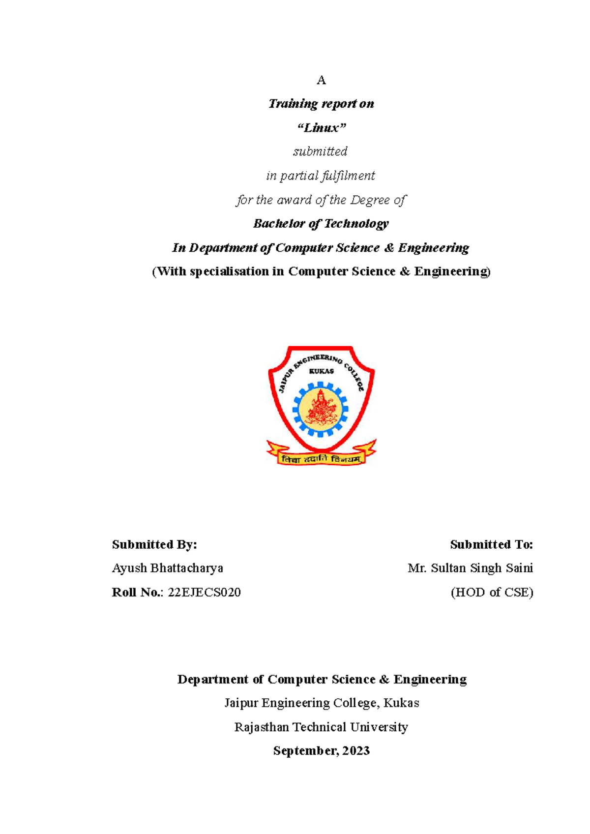 Linux Content - This is the summer internship report. - A Training ...