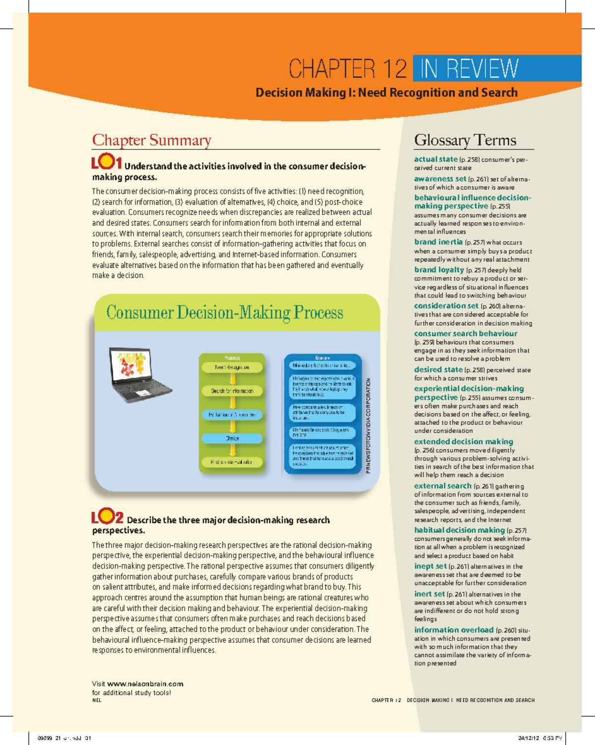 MKT400 Chapter 12 Review: Decision Making & Consumer Process Summary ...