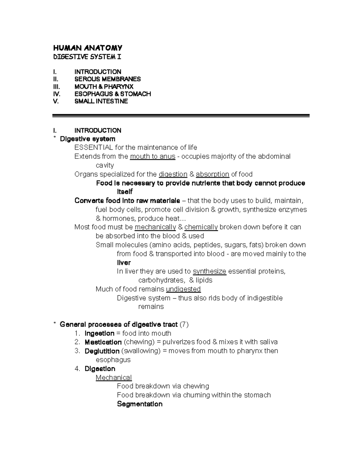 Human Anatomy: Digestive System Overview (BIOL 101 Lecture Notes ...