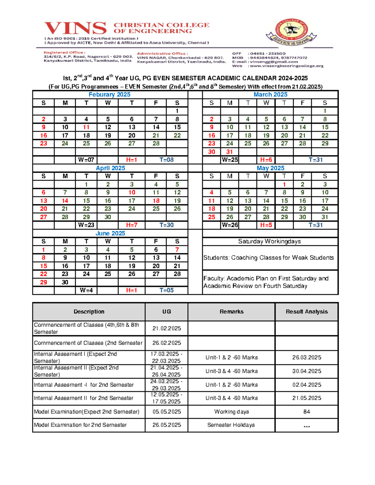 UG & PG EVEN SEMESTER ACADEMIC CALENDAR (Feb - June 2025) - Studocu