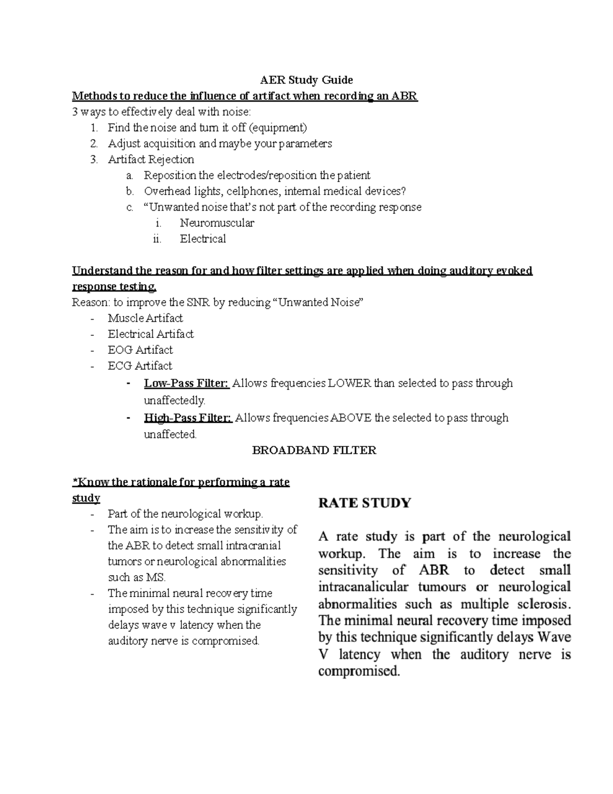 AER 2022 Midterm Study Guide: Key Concepts for ABR Testing - Studocu