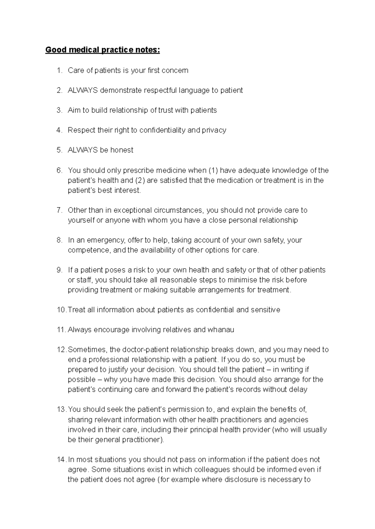 UCAT Notes: Principles of Good Medical Practice and Patient Care - Studocu