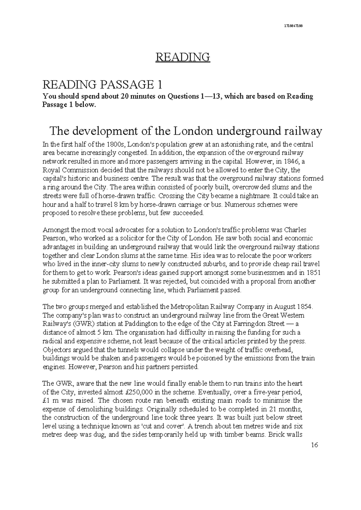1718867188 IELTS Reading Passage 1 & 2 Analysis and Questions - Studocu
