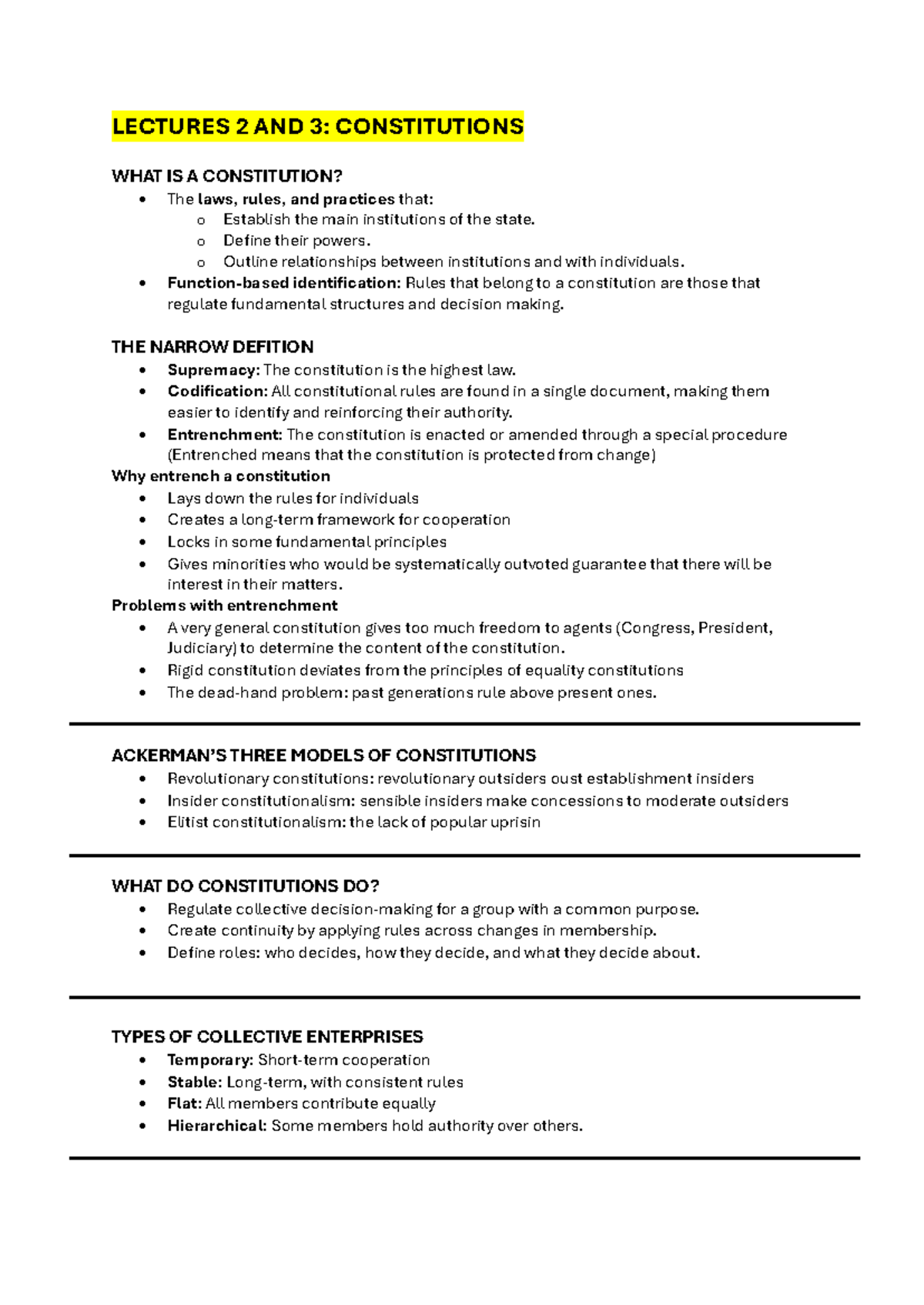 UK Constitutional Law Revision: Lectures 2-6 Overview and Key Concepts ...