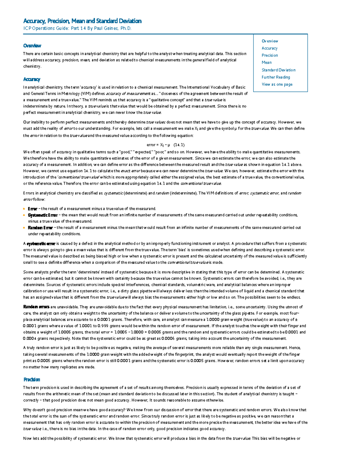 ICP Operations Guide: Accuracy, Precision, Mean & Std Dev - Studocu