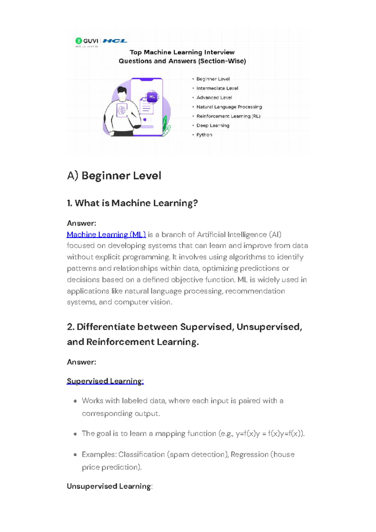 Machine Learning Interview Prep: 65+ Q&A for Beginners and Beyond - Studocu
