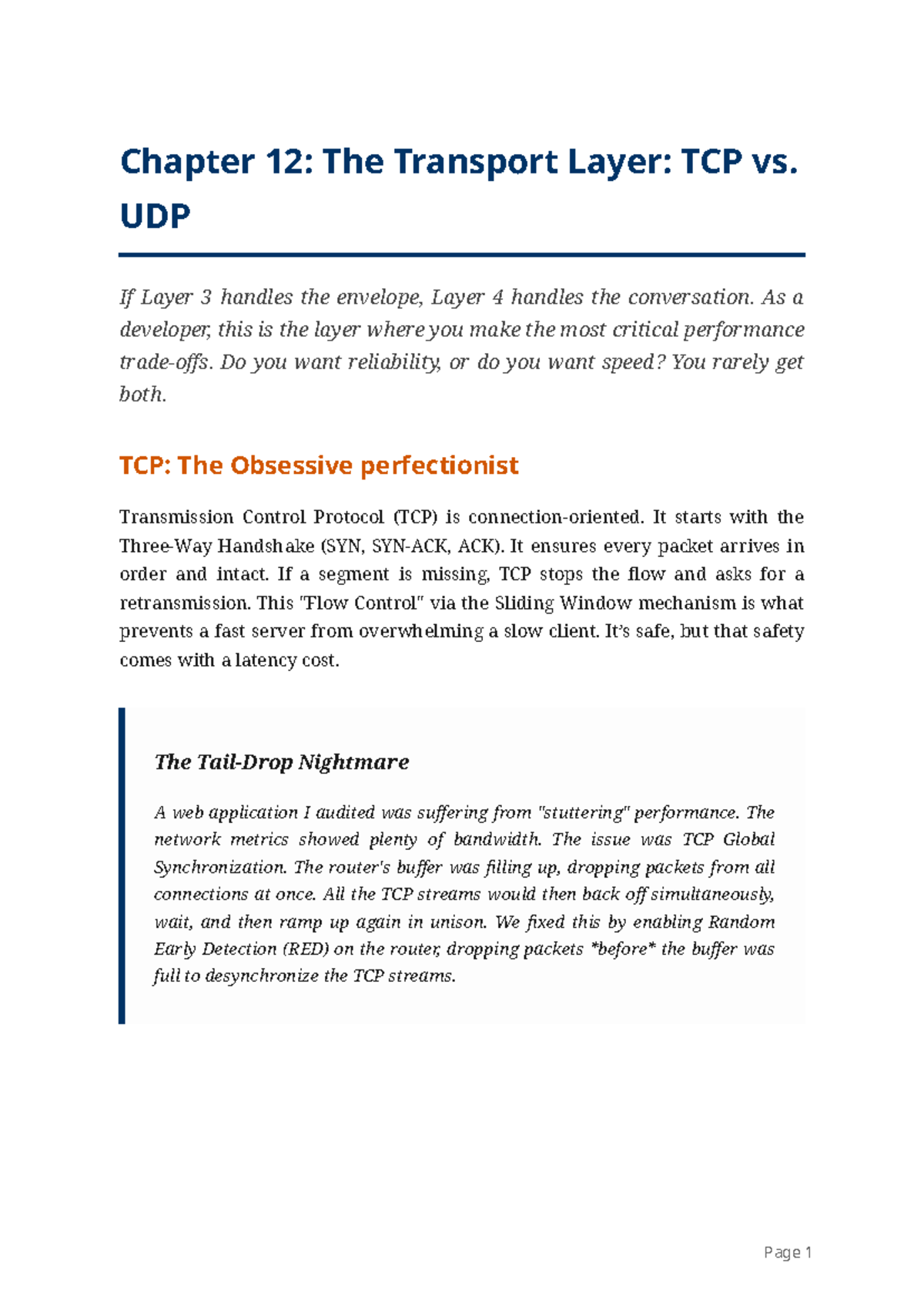 Chapter 12: The Transport Layer - TCP vs. UDP Analysis - Studocu