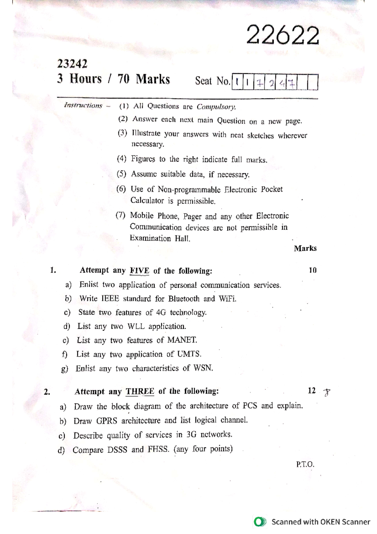 WMN S-24 Question Paper - 22622 23242 3 Hours 70 Marks Seat No. 117247 ...
