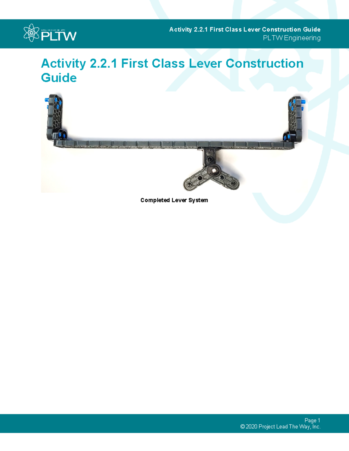 Ees 221 First Class Lever Construction Guide - Activity 2.2 First Class ...