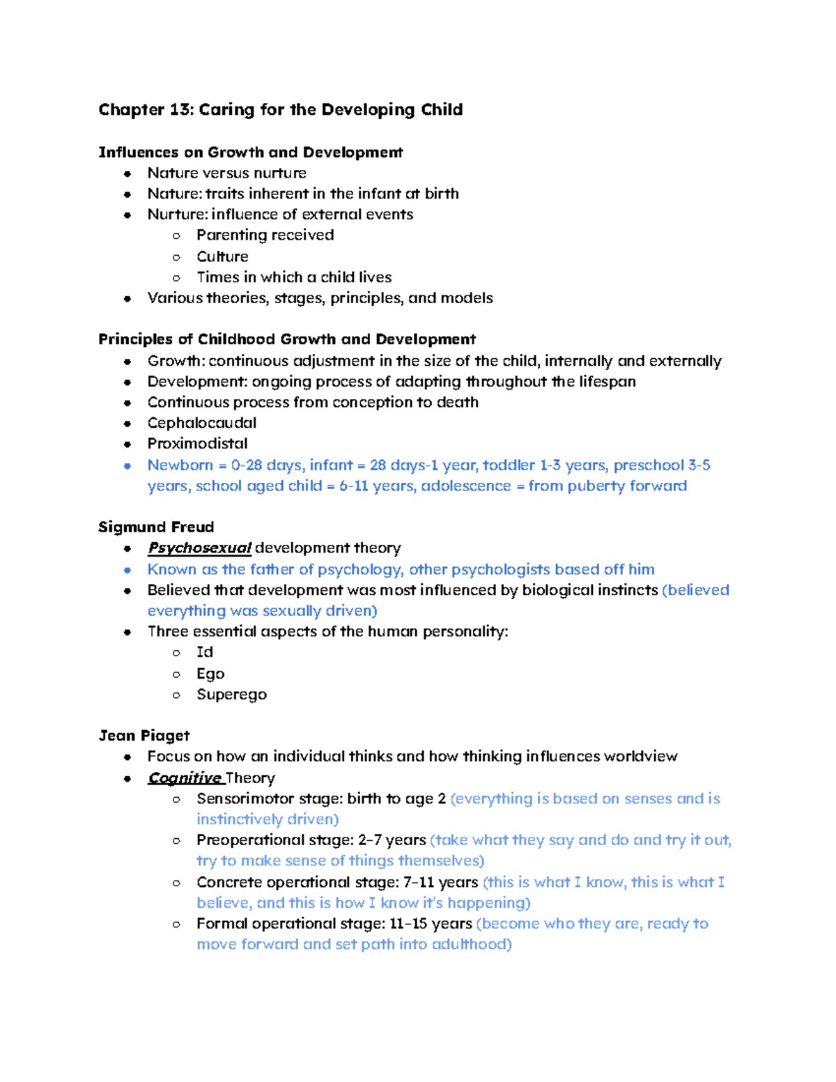 Ch. 13 Developing Child - Chapter 13: Caring for the Developing Child ...
