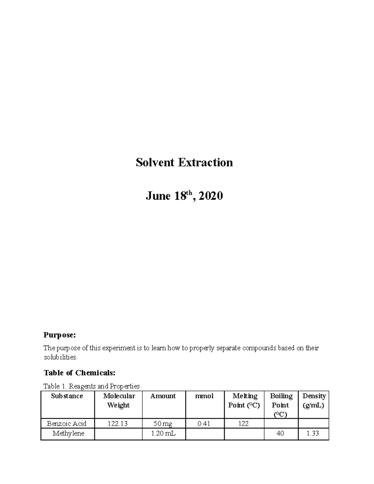 Solvent Extraction Lab Report - Chemical Separation Techniques - Studocu