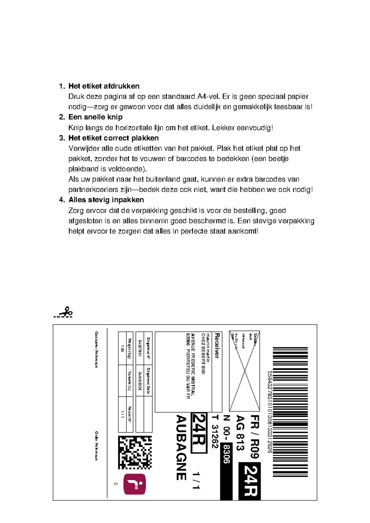 Vinted Verzendlabel Instructies voor Pakketverzending - Studeersnel