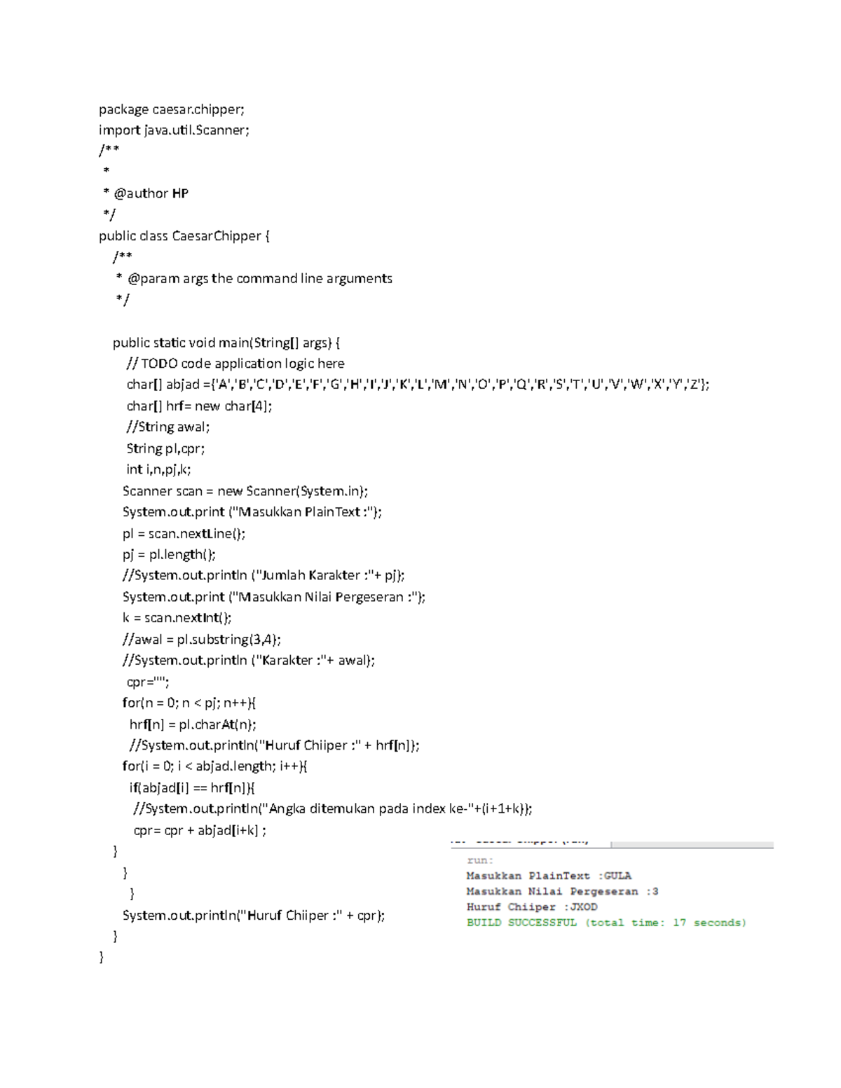 Java Caesar Chipper Subt - package caesar; impor java.utl; /** * * @au ...