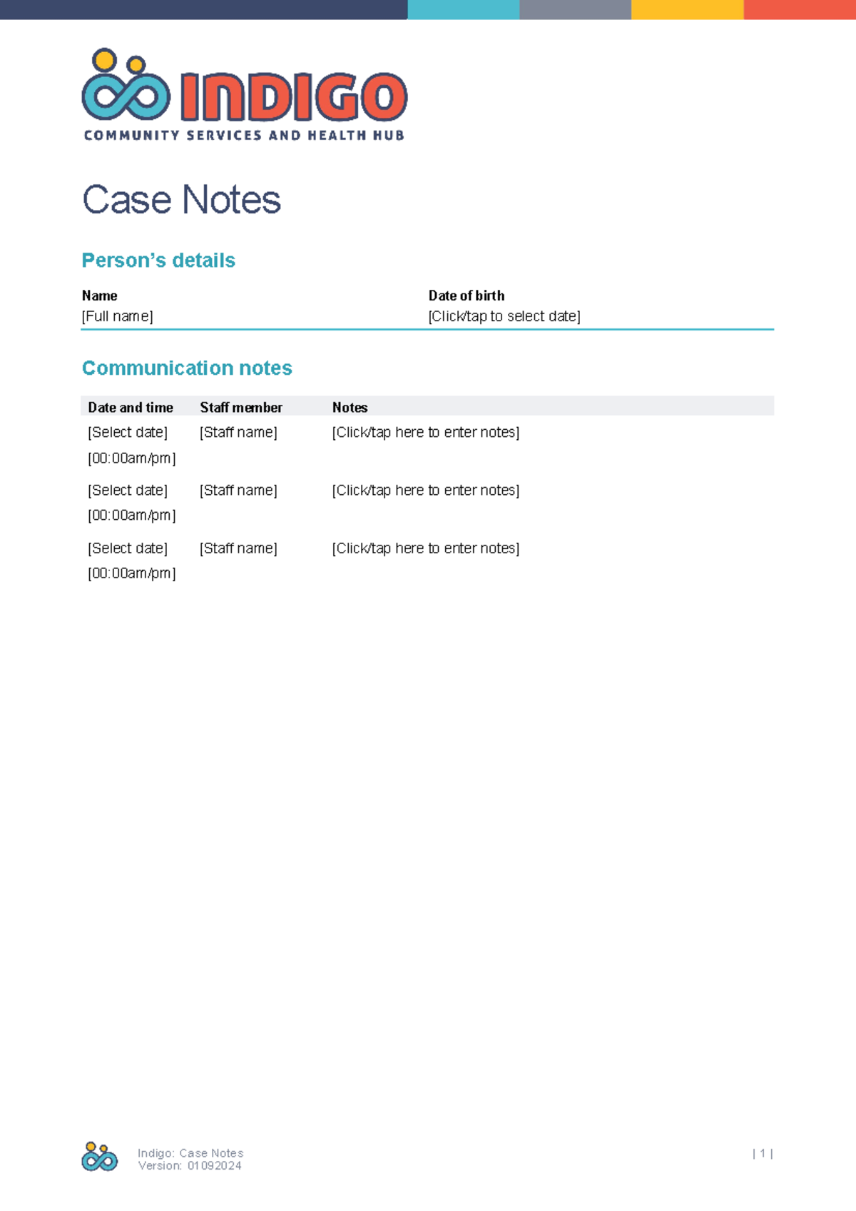 Case Notes Template - Chc42021 - Case Notes Person’s details Name Date ...
