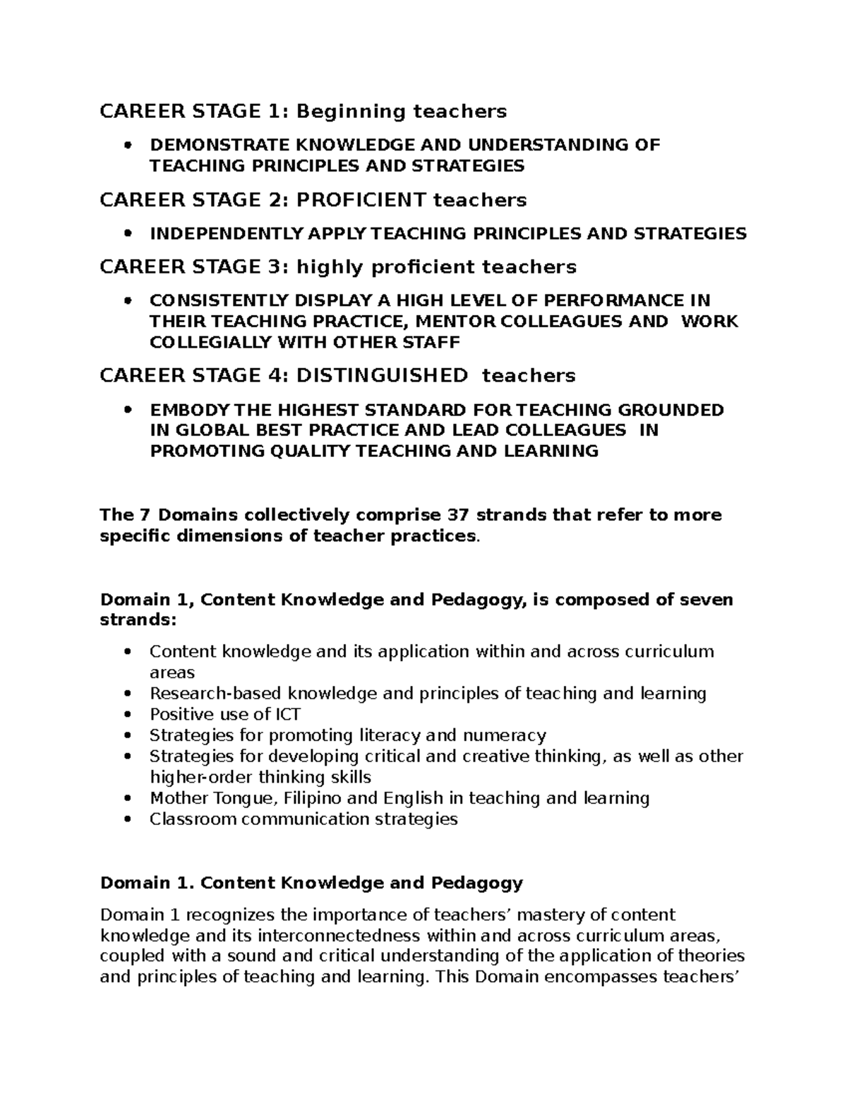 Teaching Profession: Domain 1 - Content Knowledge & Pedagogy Insights ...