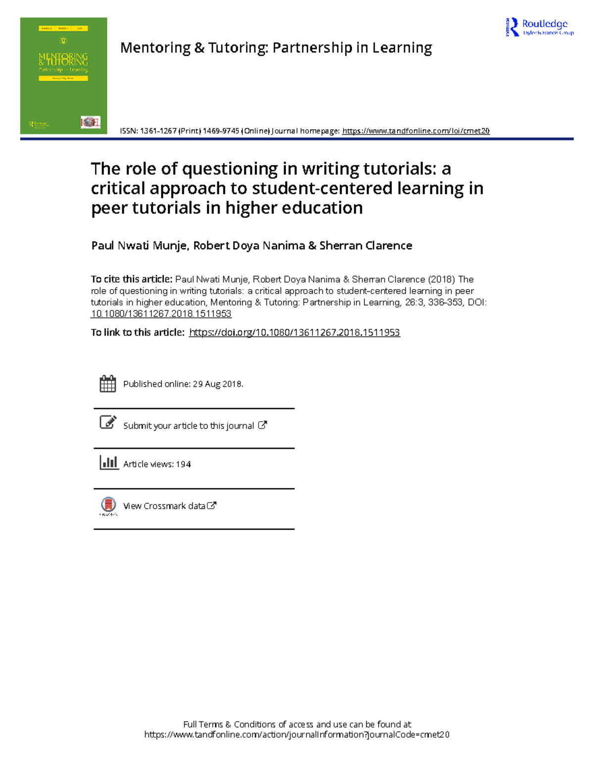 Exploring Questioning Techniques in Writing Tutorials: A Critical ...