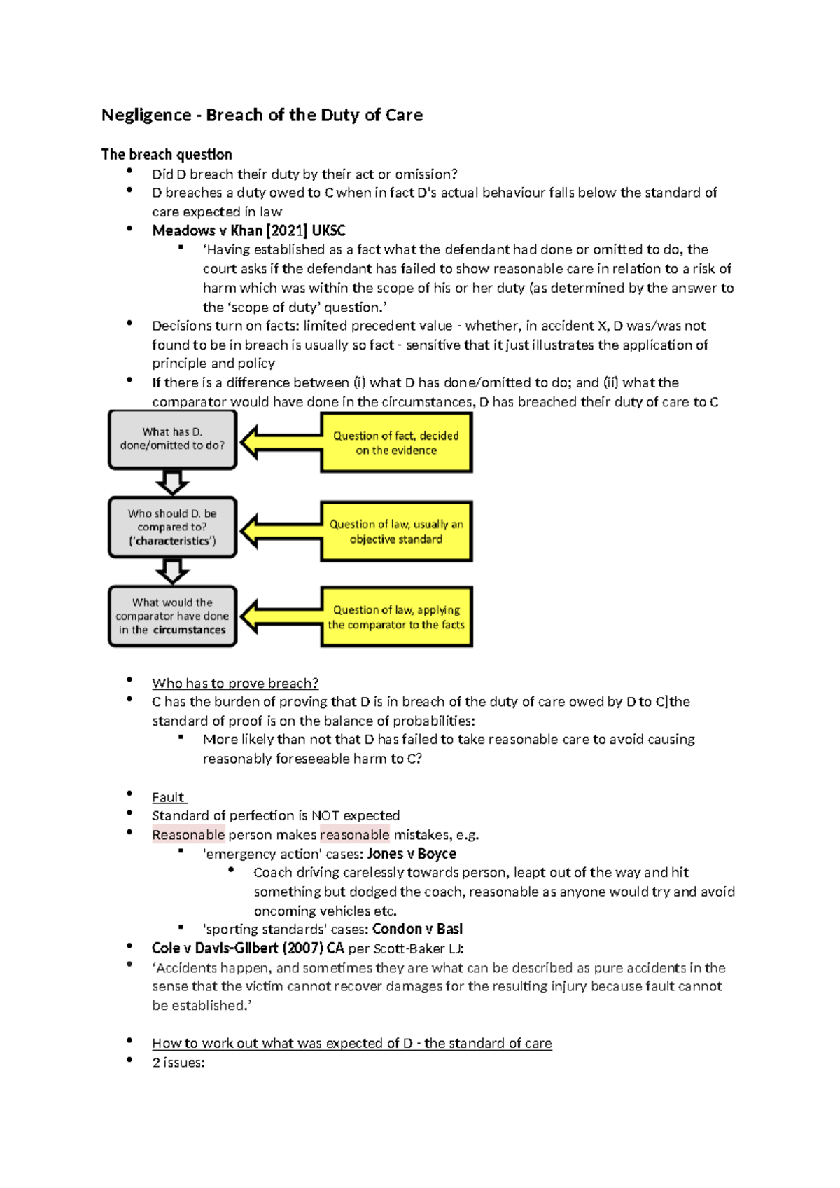 Negligence - Breach of a Duty of Care - Negligence - Breach of the Duty ...